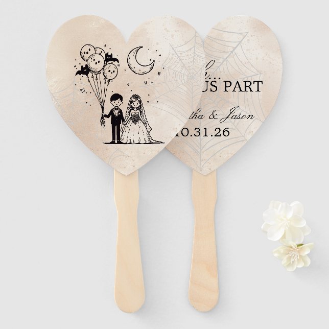 Spooky Little Couple Hand Fan (Front and Back)