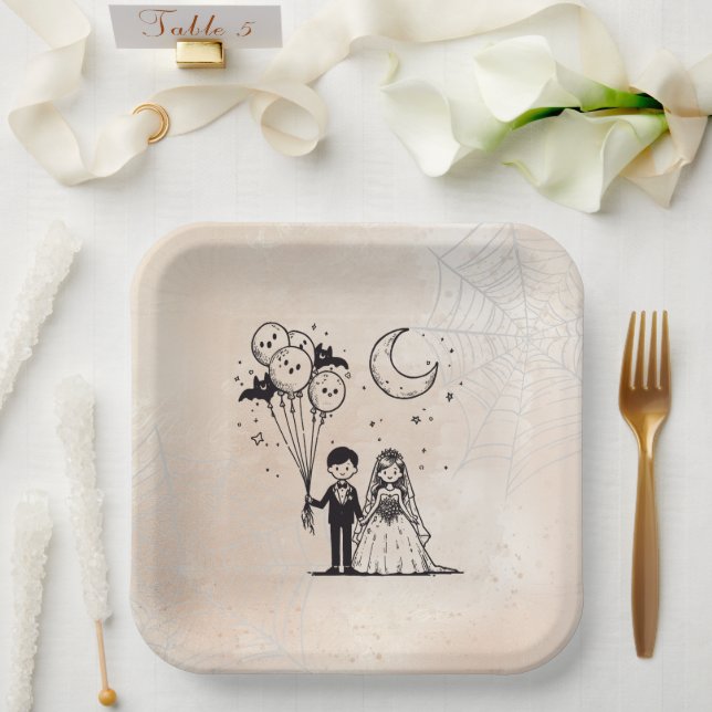 Spooky Little Couple Paper Plate (Wedding)