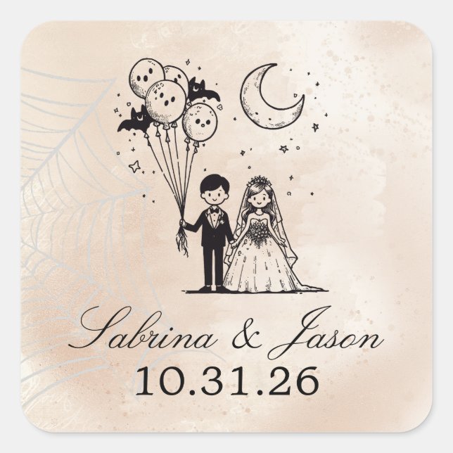 Spooky Little Couple Square Sticker (Front)