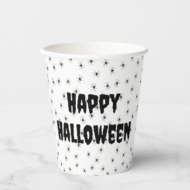 Spooky Little Spiders All Over Halloween Paper Cups (Front)