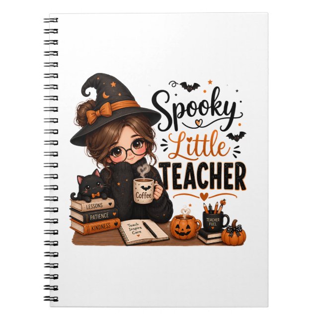 Spooky Little Teacher Halloween Spiral Notebook (Front)