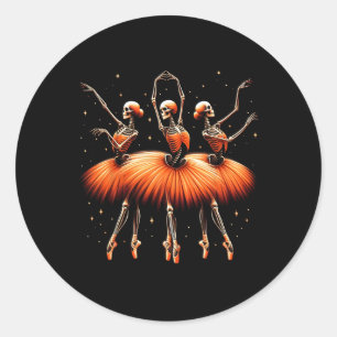 Spooky Llerina Skeleton Dance Funny Halloween Llet Classic Round Sticker