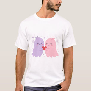 Spooky Love Ghost Couple Halloween Art T-Shirt