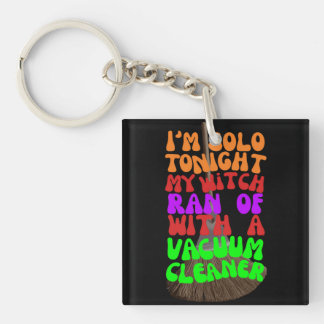 Spooky Love Lost: Witches Ride Vacuums Halloween Key Ring