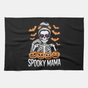 Spooky Mama Cool Halloween Skeleton Tea Towel