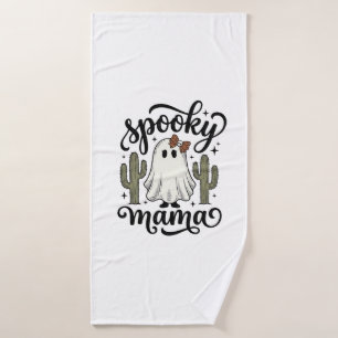 Spooky Mama Ghost Cactus Vintage Halloween Shirt_1 Bath Towel Set