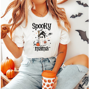 Spooky Mama Halloween – Cute Ghost, Cat & Pumpkins T-Shirt