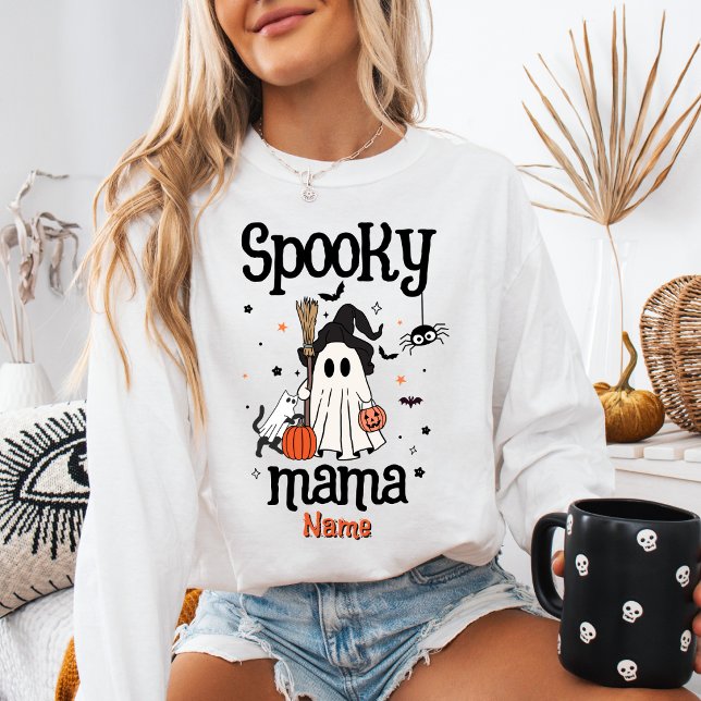 Spooky Mama Halloween Cute Ghost & Cat Sweatshirt (Creator Uploaded)