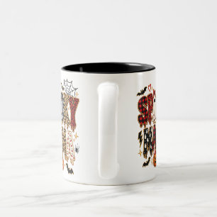 Spooky Mama Halloween Leopard Print Mixed Two-Tone Coffee Mug