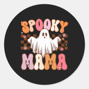 Spooky Mama Halloween Mum Ghost Costume Retro Groo Classic Round Sticker