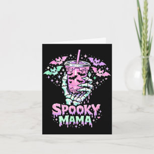 Spooky mama pastel goth skeleton hand coffee mum card