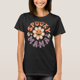 Spooky Mama Retro Groovy Halloween Spooky Mum Ghos T-Shirt