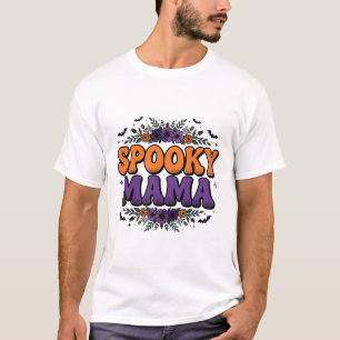 Spooky Mama Retro Halloween Typography Art T-Shirt