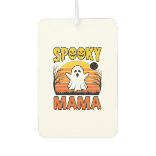 Spooky Mama Vintage Ghost Halloween Shirt Design_1 Car Air Freshener