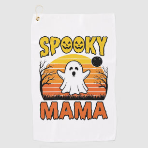 Spooky Mama Vintage Ghost Halloween Shirt Design_1 Golf Towel