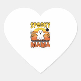 Spooky Mama Vintage Ghost Halloween Shirt Design_1 Heart Sticker