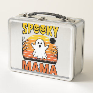 Spooky Mama Vintage Ghost Halloween Shirt Design_1 Metal Lunch Box