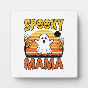 Spooky Mama Vintage Ghost Halloween Shirt Design_1 Plaque
