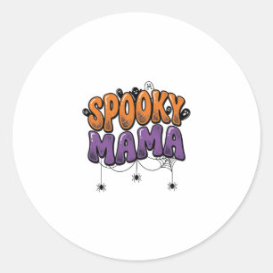 Spooky Mama Vintage Halloween Mum Shirt Design_1 Classic Round Sticker