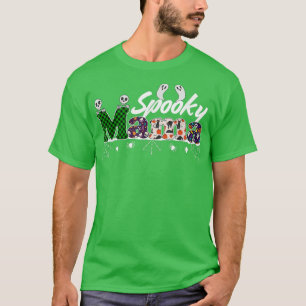 Spooky Mama Women Green Plaid Witch Mum Halloween T-Shirt