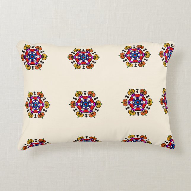 Spooky Mandala Bloom Decorative Cushion (Front)