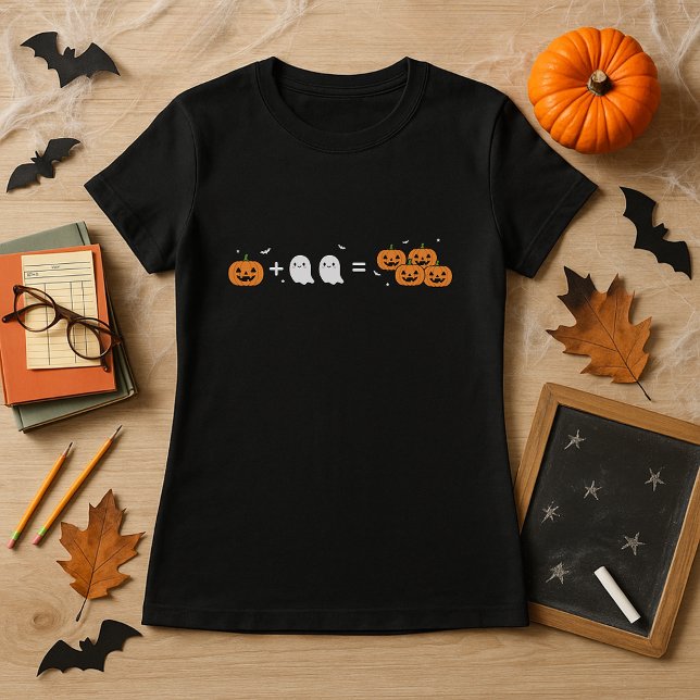 Spooky Math Teacher Halloween Pumpkin & Ghosts  T-Shirt (Creator Uploaded)