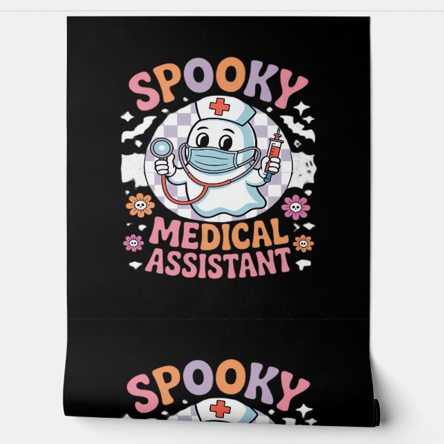 Spooky Medical Assistant Cute Halloween Essential  Wallpaper (Unrolling)
