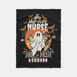 Spooky Medical Surgical Nurse Halloween Ghost Med  Fleece Blanket