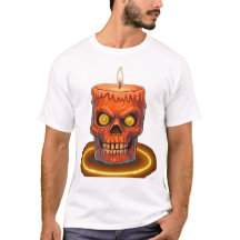 Spooky Melting Skull Candle Graphic T-Shirt - Goth
