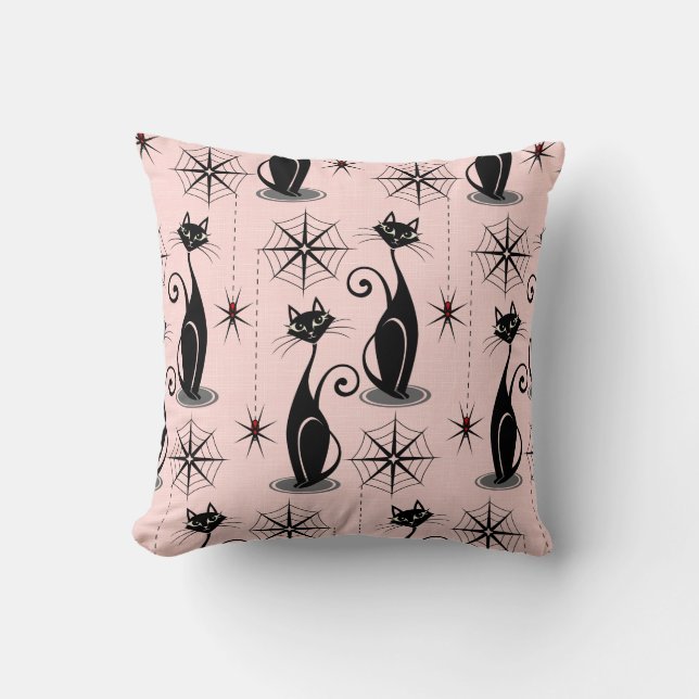 Spooky Meow Retro Atomic Cats Cushion (Front)