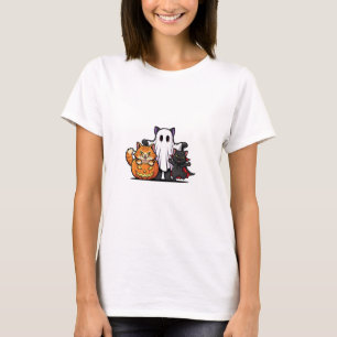 Spooky Meow Squad – Trio of Halloween Cats Woman T-Shirt