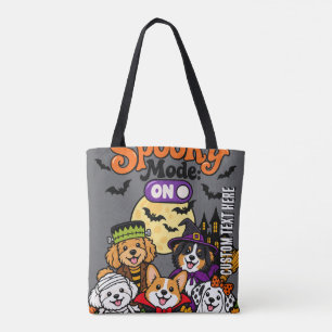 Spooky Mode ON Halloween Dogs Reversible Custom Tote Bag