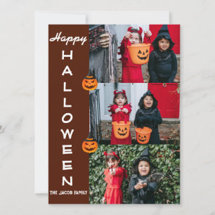Spooky Modern Halloween Family Three Photo Collage Holiday Card