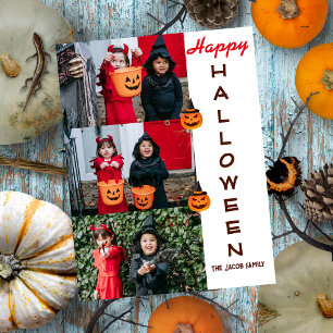 Spooky Modern Halloween Family Three Photo Collage Holiday Postcard