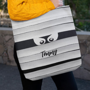 Spooky Monster Mummy Eyes Personalised Tote Bag