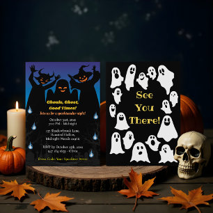 Spooky Monster Silhouette Cartoon Halloween Party Invitation