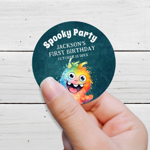 Spooky Monsters Kids Halloween Birthday Party Classic Round Sticker