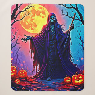 Spooky Moon Death's Call Design Sherpa Blanket