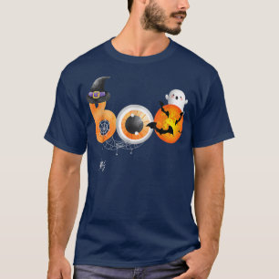 Spooky Moon Halloween Boo Spider Web Bat Witch T-Shirt