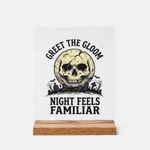Spooky Moon Skull Halloween Graphic Shirt_1 Acrylic Sign