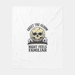 Spooky Moon Skull Halloween Graphic Shirt_1 Fleece Blanket