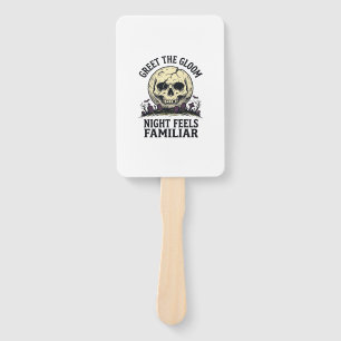 Spooky Moon Skull Halloween Graphic Shirt_1 Hand Fan