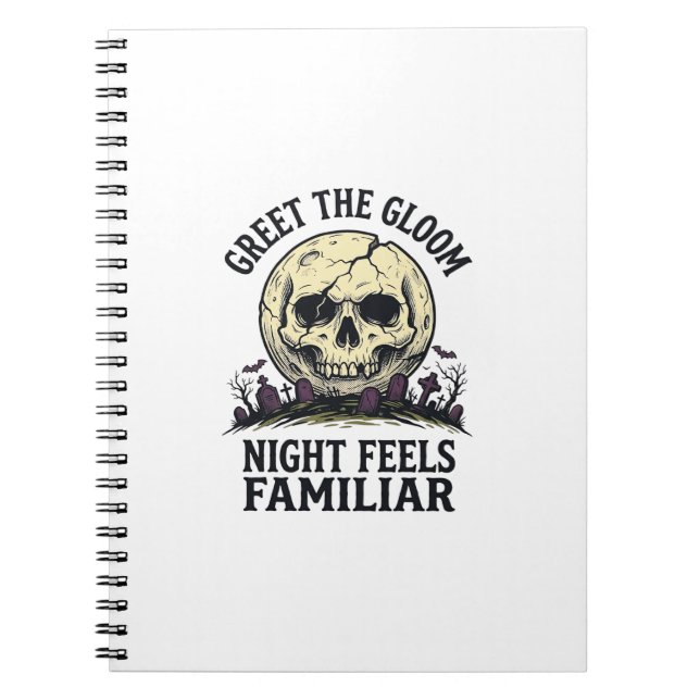 Spooky Moon Skull Halloween Graphic Shirt_1 Notebook (Front)