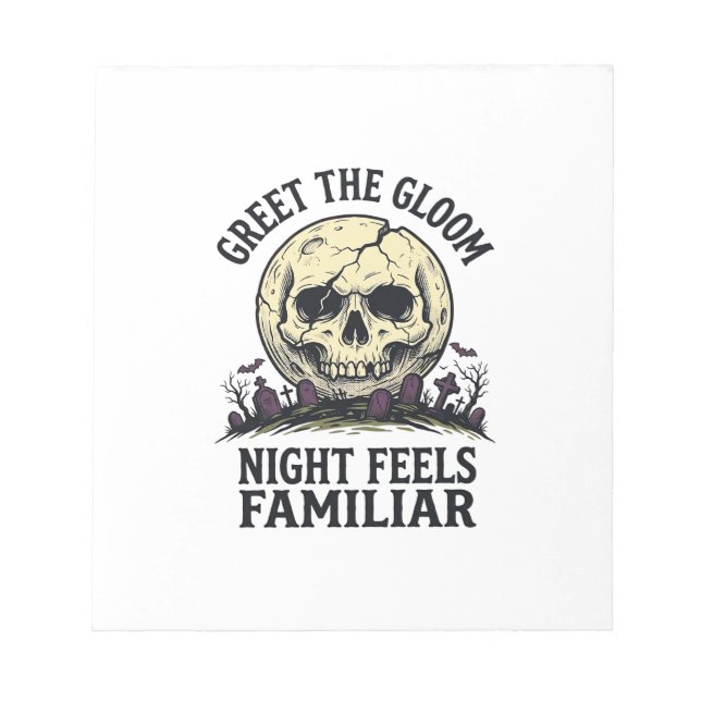 Spooky Moon Skull Halloween Graphic Shirt_1 Notepad (Front)