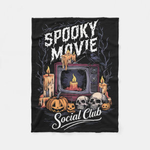 Spooky Movie Social Club Vintage Tv Halloween Horr Fleece Blanket