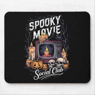 Spooky Movie Social Club Vintage Tv Halloween Horr Mouse Pad