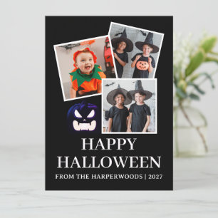 Spooky Multi Photo Tilted Polaroid Happy Halloween Holiday Card