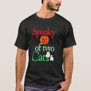 Spooky Mum Of Two Cats  Halloween CatMother Graphi T-Shirt