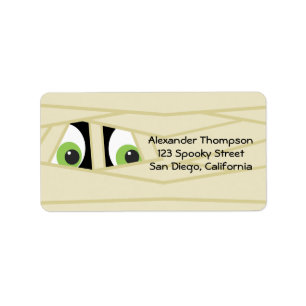 Spooky Mummy Head Halloween Address Label