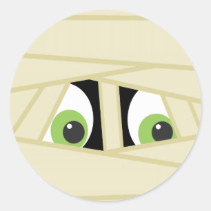 Spooky Mummy Head Halloween Party Sticker